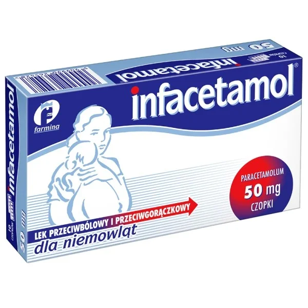 Infacetamol 50 mg, czopki dla niemowląt, 10 sztuk