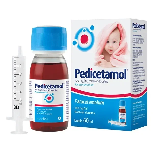 Pedicetamol 100 mg/ml, roztwór doustny dla dzieci i niemowląt od urodzenia, 60 ml
