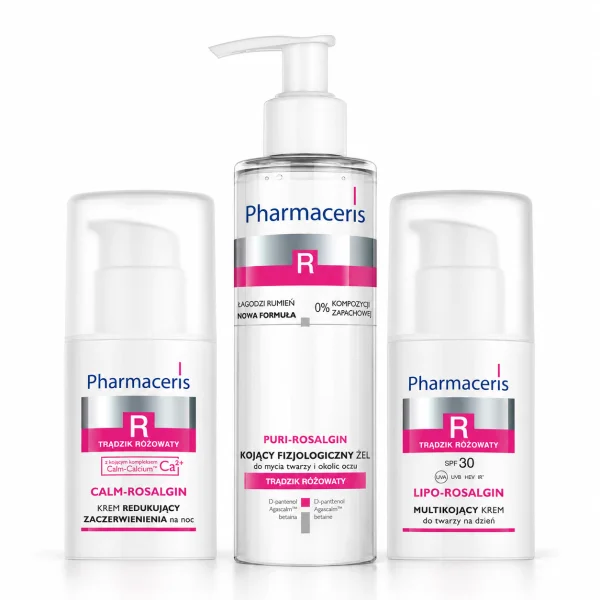 Pharmaceris R Lipo Rosalgin, multikojący krem do twarzy na dzień, SPF 30, 30 ml + Pharmaceris R Calm-Rosalgin, krem redukujący zaczerwienienia na noc, 30 ml