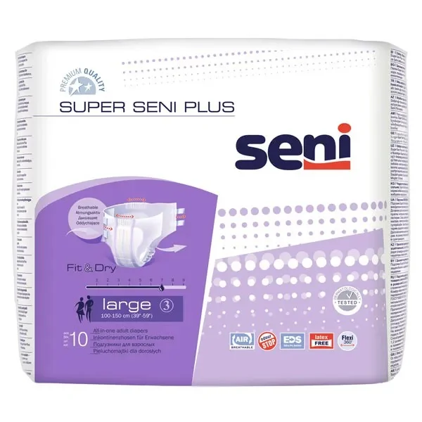 Super Seni Plus, pieluchomajtki, Large, 10 sztuk