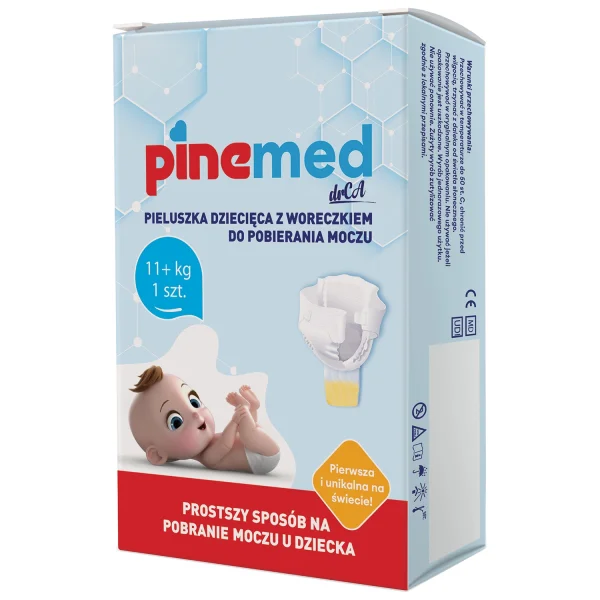 Pinemed, pieluszka z woreczkiem do pobierania moczu, dla dzieci, 11+ kg