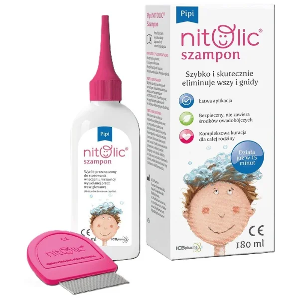 Pipi Nitolic, szampon do eliminacji wszy i gnid, 180 ml