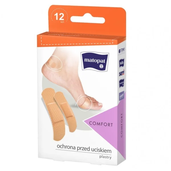Matopat Comfort, Plastry z opatrunkiem o miękkim podłożu, 12 sztuk