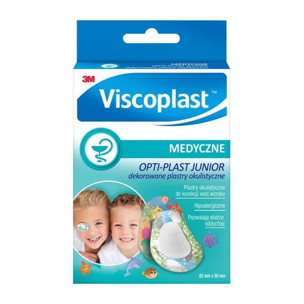 Viscoplast Opti-plast Junior, plastry okulistyczne dla dzieci, dekorowane, 62 mm x 50 mm, 10 sztuk