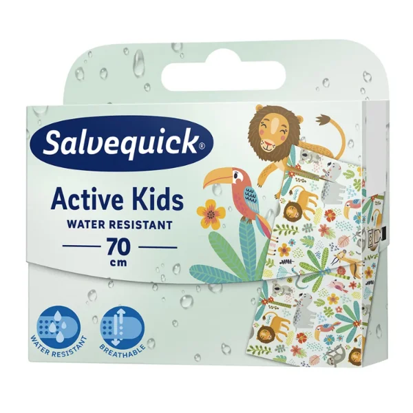 Salvequick Active Kids, plastry z opatrunkiem dla dzieci, wodoodporne, do cięcia, 70 cm