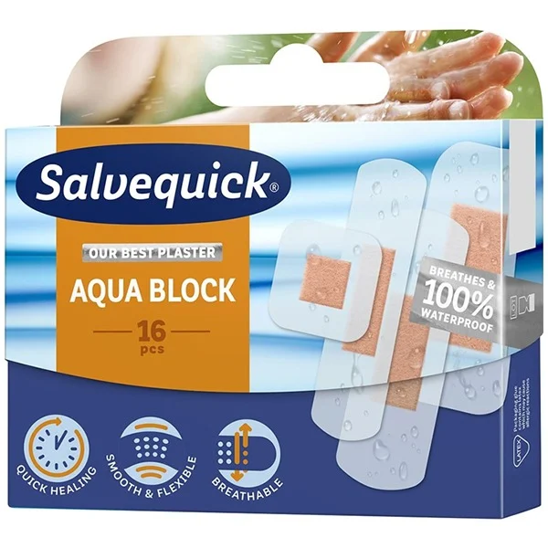 Plastry Salvequick, Aqua Block, 16 sztuk