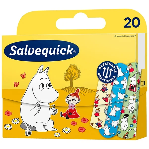 Salvequick, plastry z opatrunkiem, Muminki, 20 sztuk