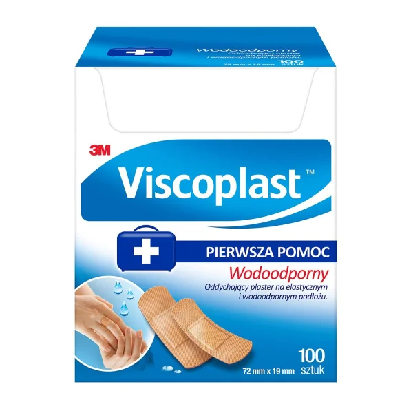 Viscoplast Wodoodporny, plastry z mikroperforacją, 72 mm x 19 mm, 100 sztuk