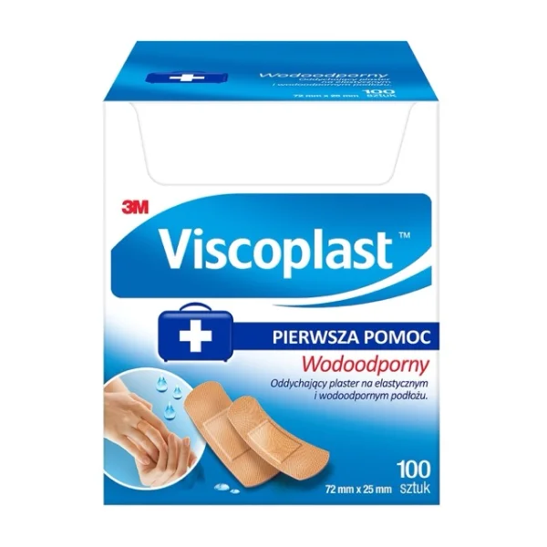 Viscoplast Wodoodporny, plastry z mikroperforacją, 72 mm x 25 mm, 100 sztuk