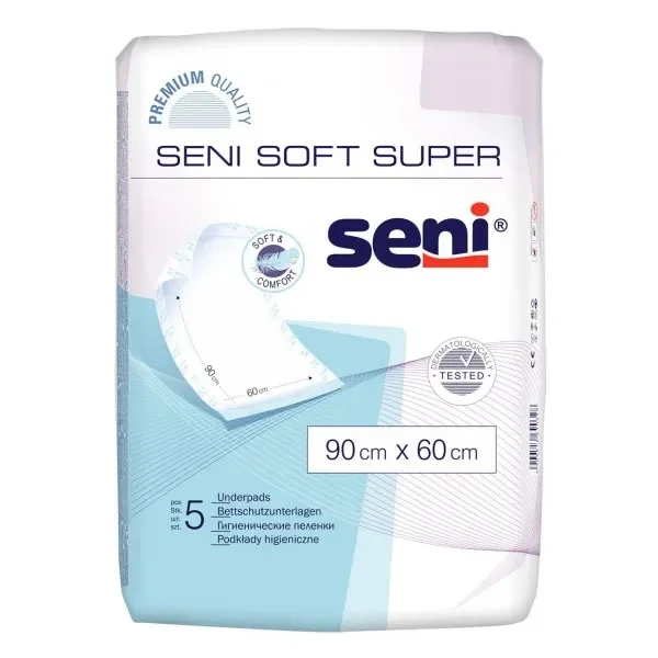 Seni Soft Super, podkłady higieniczne, 90 cm x 60 cm, 5 sztuk