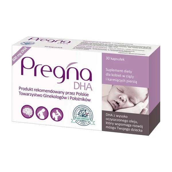 Pregna DHA, dla kobiet w ciąży i karmiących piersią, 30 kapsułek