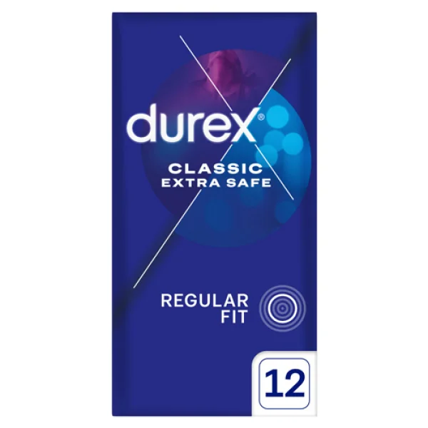 Durex Extra Safe, prezerwatywy z większą ilością lubrykantu, wzmocnione, 12 sztuk