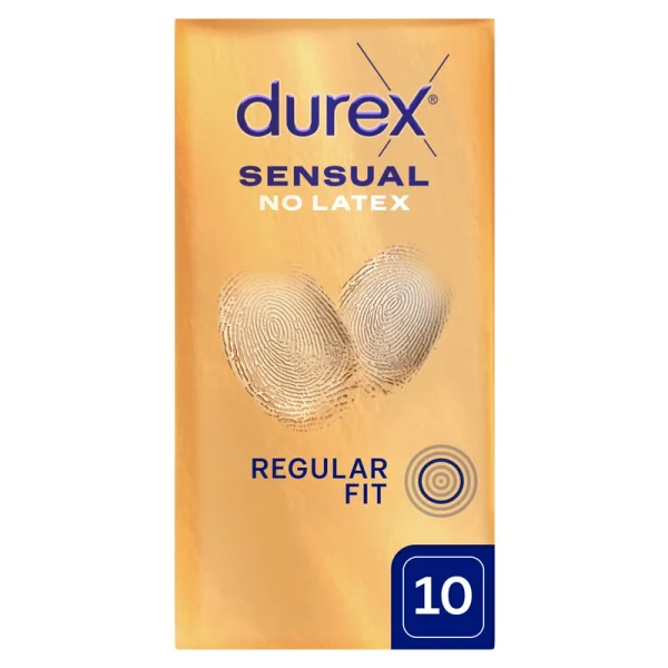 Durex Sensual No Latex, prezerwatywy nielateksowe, 10 sztuk