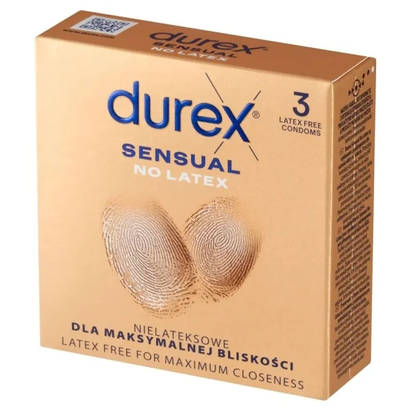 Durex Sensual No Latex, prezerwatywy nielateksowe, 3 sztuki