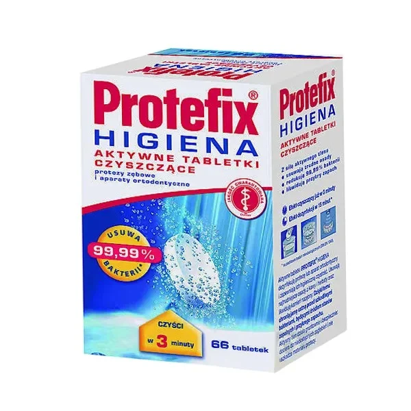 Protefix Higiena, aktywne tabletki czyszczące do protez zębowych i aparatów ortodontycznych, 66 sztuk