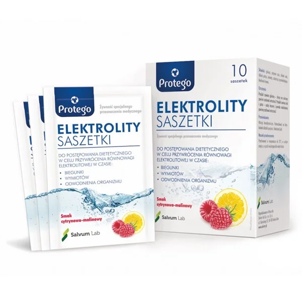 Protego Elektrolity, smak cytrynowo-malinowy, 10 saszetek