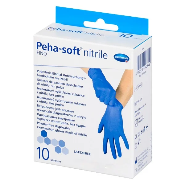Peha-soft nitrile fino, rękawice nitrylowe, niejałowe, niepudrowane, rozmiar L, 10 sztuk