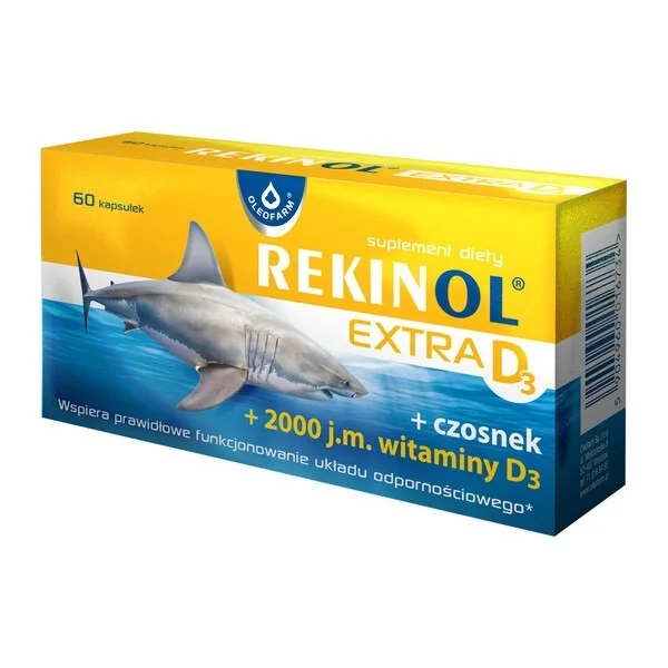 Rekinol Extra D3, olej z wątroby rekina, 60 kapsułek