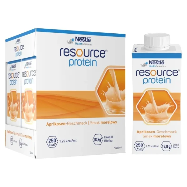 Resource Protein, preparat odżywczy, smak morelowy, 4 x 200 ml