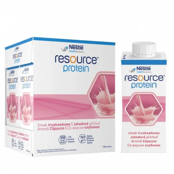 Resource Protein, preparat odżywczy, smak truskawkowy, 4 x 200 ml
