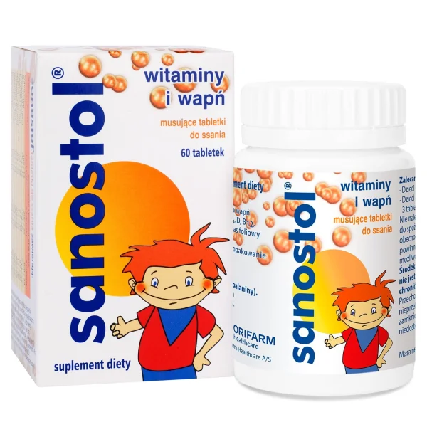 Sanostol, dla dzieci od 4 lat i dorosłych, 60 tabletek musujących do ssania