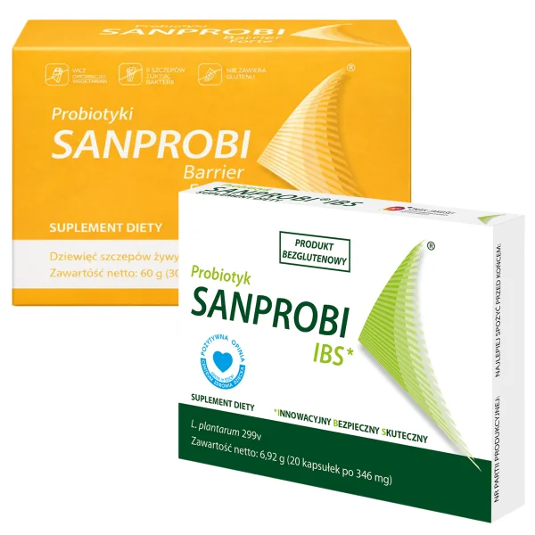 Sanprobi Barrier Forte, 2 g x 30 saszetek + Sanprobi IBS, 20 kapsułek