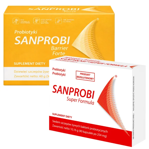 Sanprobi Barrier Forte, 2 g x 30 saszetek + Sanprobi Super Formula, 40 kapsułek