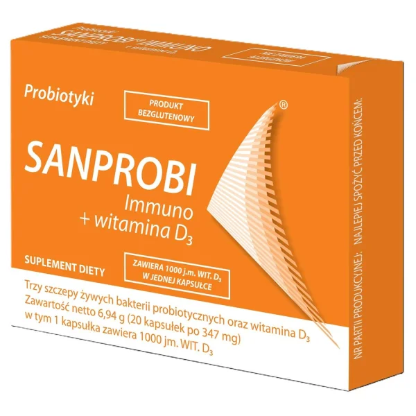 Sanprobi Immuno + witamina D3, 20 kapsułek