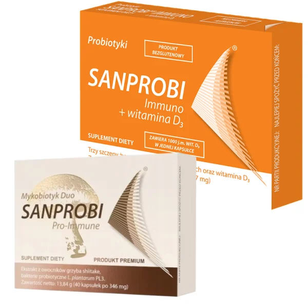 Sanprobi Pro-Immune 40 kapsułek + SanProbi Immuno + witamina D3, 20 kapsułek