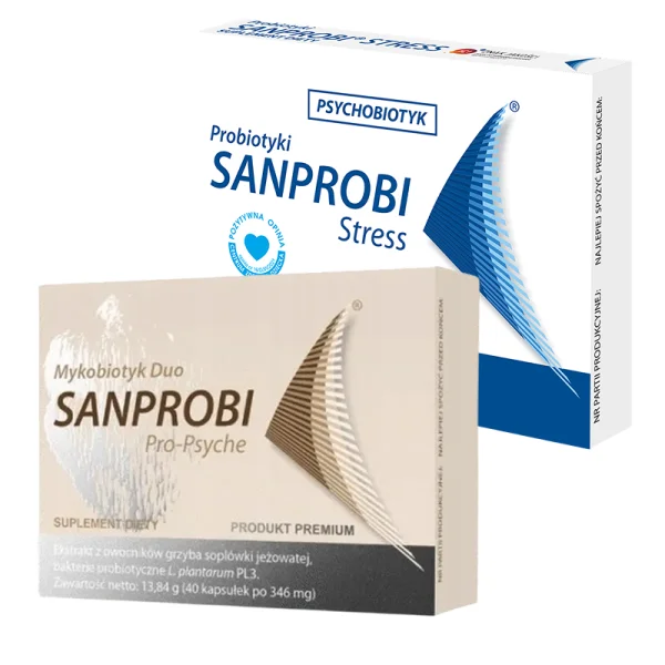 Sanprobi Pro Psyche, 40 kapsułek + Sanprobi Stress Psychobiotyk, 20 kapsułek