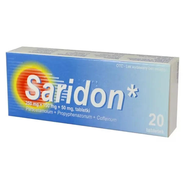 Saridon 250 mg + 150 mg + 50 mg, 20 tabletek (import równoległy Medezin)