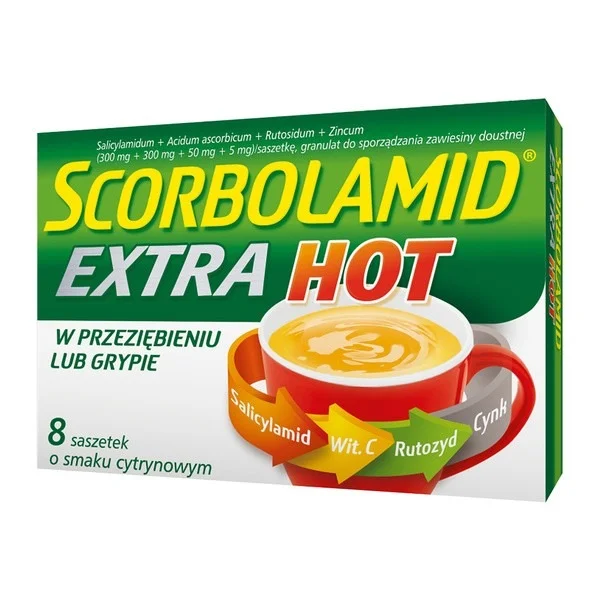 Scorbolamid Extra Hot 300 mg + 300 mg + 50 mg + 5 mg, 8 saszetek