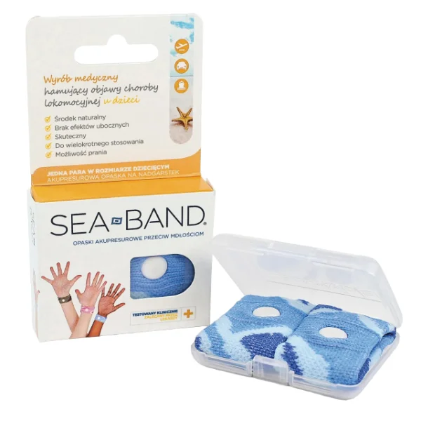 Sea-Band, opaski akupresurowe przeciw mdłościom dla dzieci, niebieskie, 2 sztuki