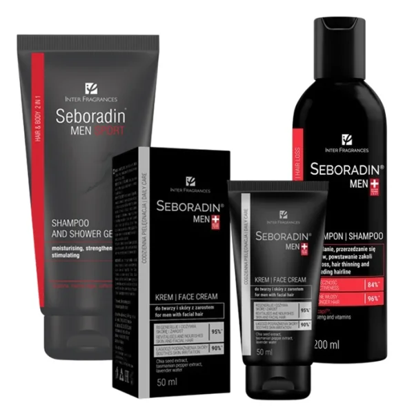 Seboradin Men Sport, szampon i żel 2w1, 200 ml + Seboradin Men, szampon przeciw wypadaniu włosów, 200 ml