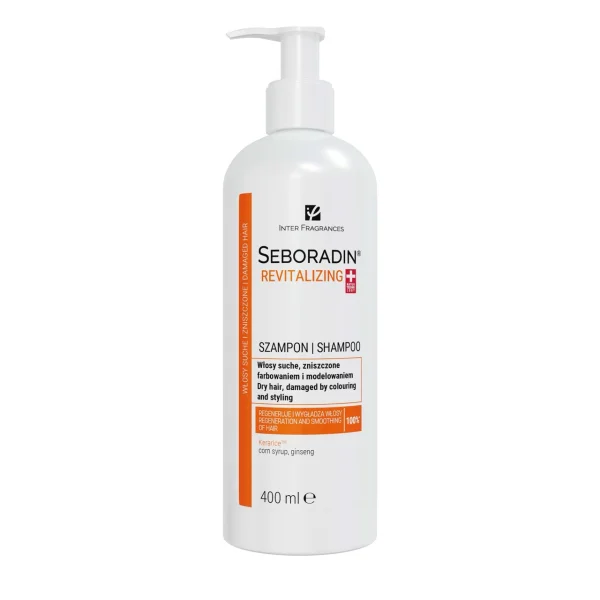 Seboradin Revitalizing, rewitalizujący szampon do włosów suchych, zniszczonych farbowaniem i modelowaniem, 400 ml