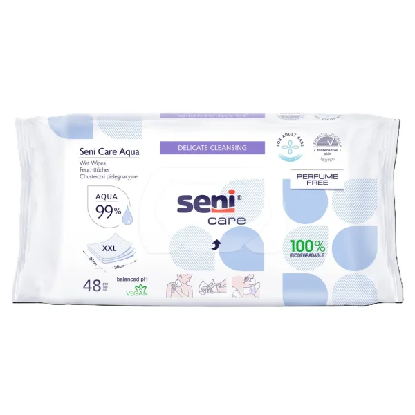 Seni Care Aqua, chusteczki nawilżane, pielęgnacyjne, XXL, 48 sztuk