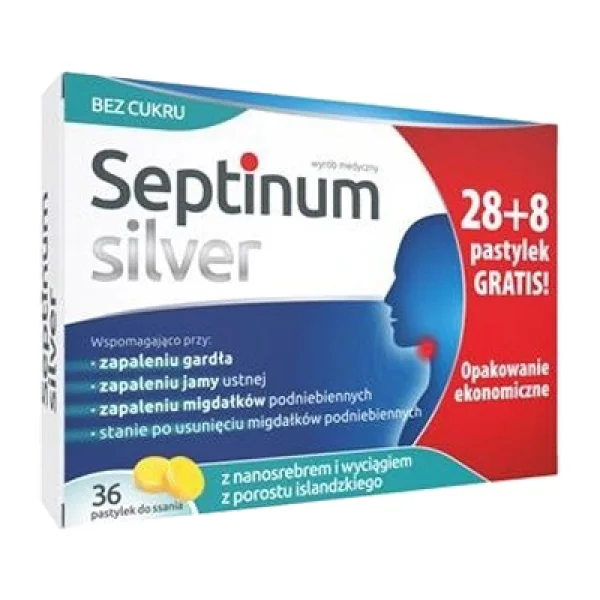 Septinum silver, 36 pastylek do ssania