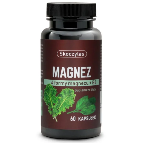 Skoczylas Magnez 4 formy + B6, szpinak i jarmuż, 60 kapsułek