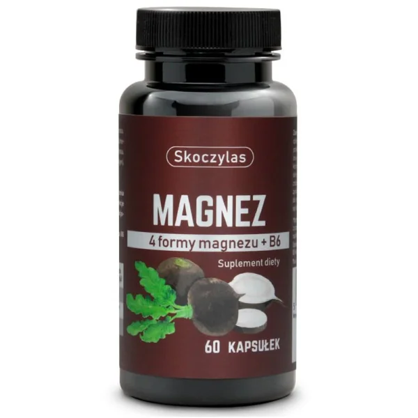 Skoczylas Magnez 4 formy + B6, czarna rzepa, 60 kapsułek