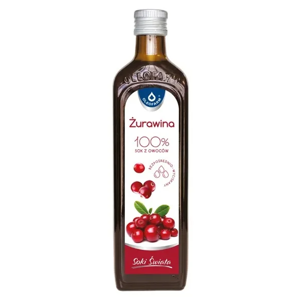Oleofarm Soki Świata Żurawina, 100% sok z owoców, 490 ml