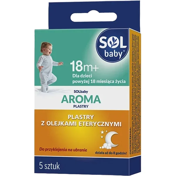 Solbaby Aroma, plastry z olejkami eterycznymi, dla dzieci po 18 miesiącu, 5 sztuk