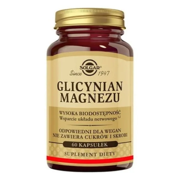 Solgar Glicynian Magnezu, 60 kapsułek