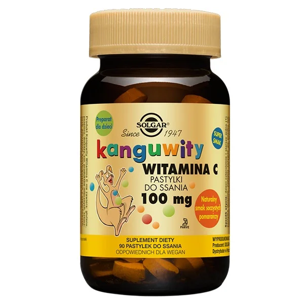 Solgar Kanguwity Witamina C 100 mg, smak pomarańczowy, 90 pastylek do ssania