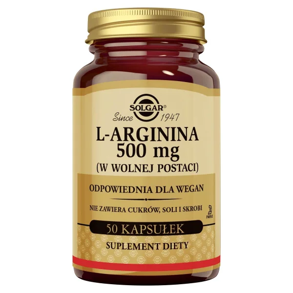 Solgar L-Arginina, 500 mg, 50 kapsułek