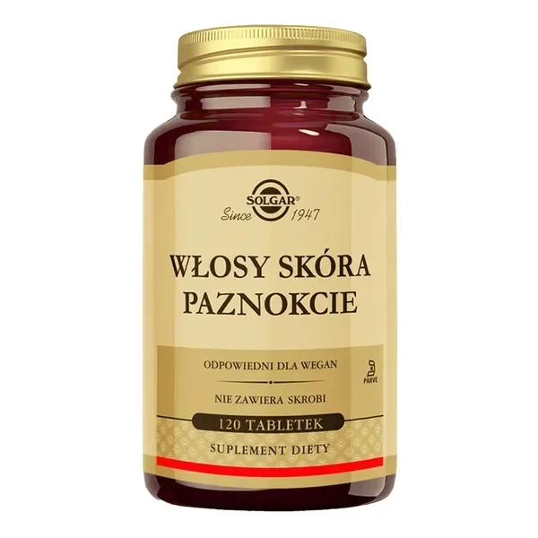 Solgar Włosy Skóra Paznokcie z biotyną, 120 tabletek