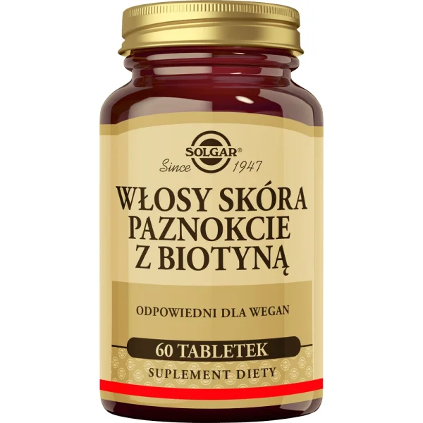 Solgar Włosy Skóra Paznokcie z biotyną, 60 tabletek