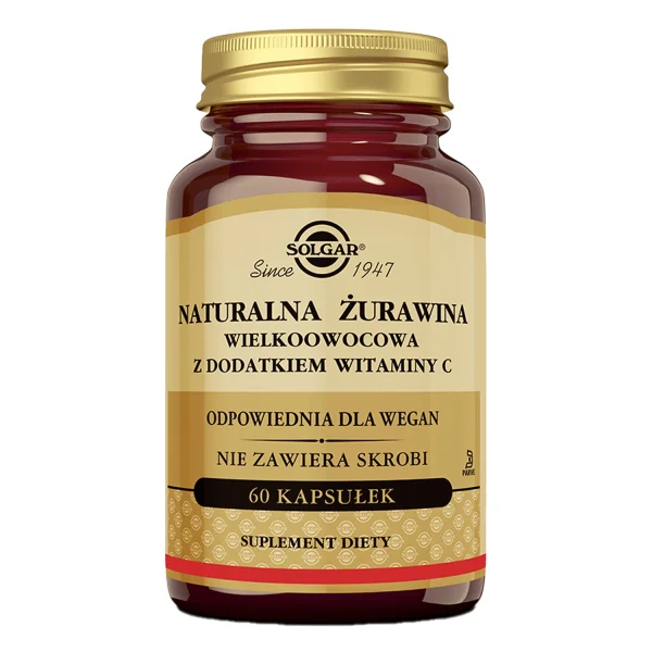 Solgar Naturalna Żurawina Wielkoowocowa z dodatkiem witaminy C, 60 kapsułek