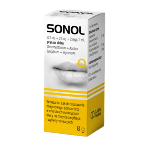 Sonol (21 mg + 21 mg + 2 mg)/ml, płyn na opryszczkę, 8 g