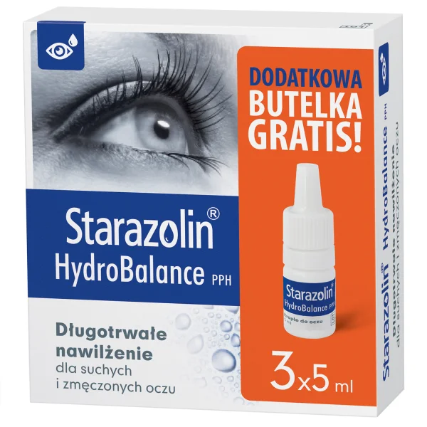 Starazolin HydroBalance PPH, krople do oczu, 2 x 5 ml + 5 ml gratis