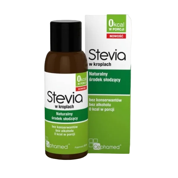 Stevia w kroplach, naturalny środek słodzący, 55 ml